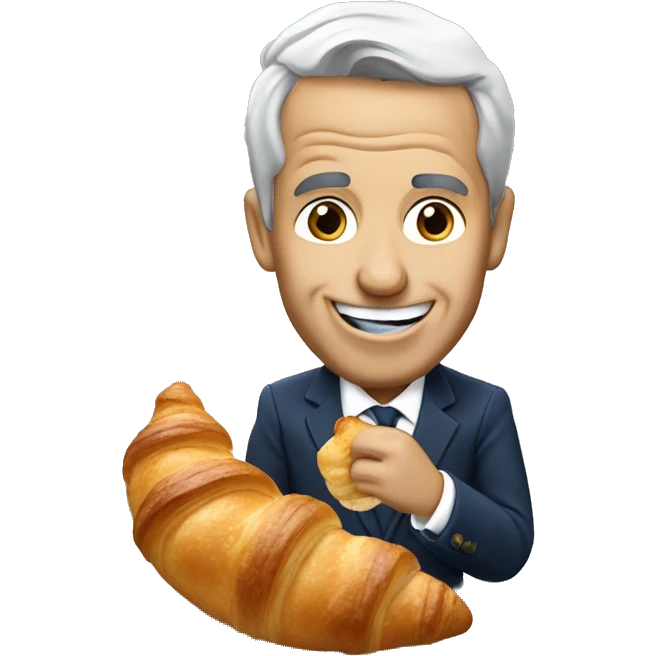Emmanuel macro French président eating croissant  emoji