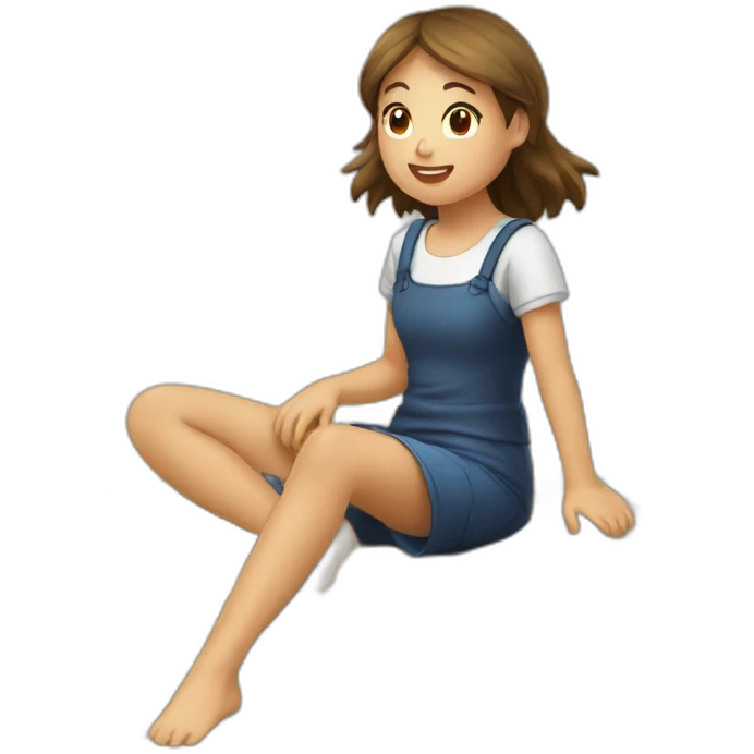 Fille assise sur une boulle de paille emoji