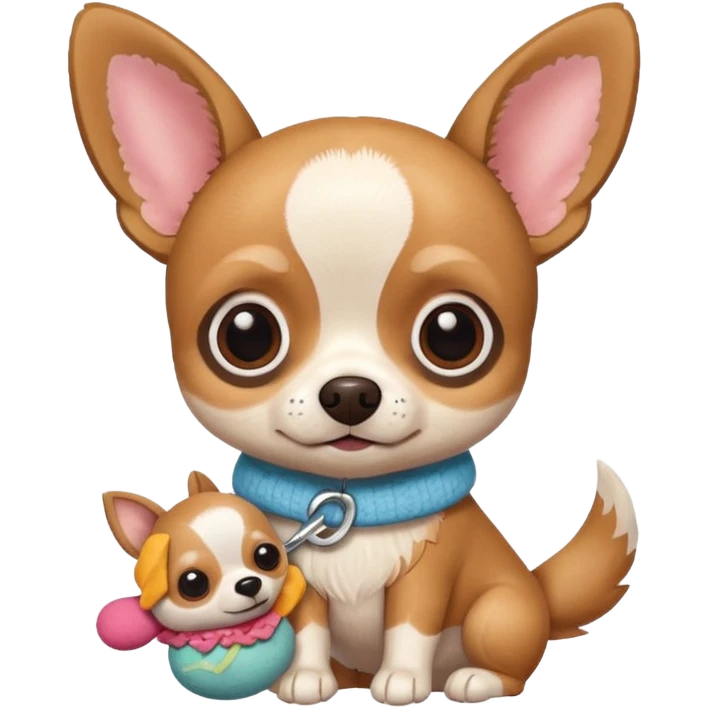 Chihuahua avec peluche Stitch emoji