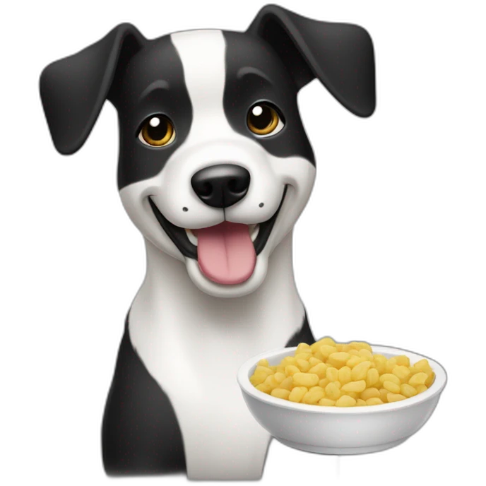 perro bodeguero blanco y negro comiendo emoji