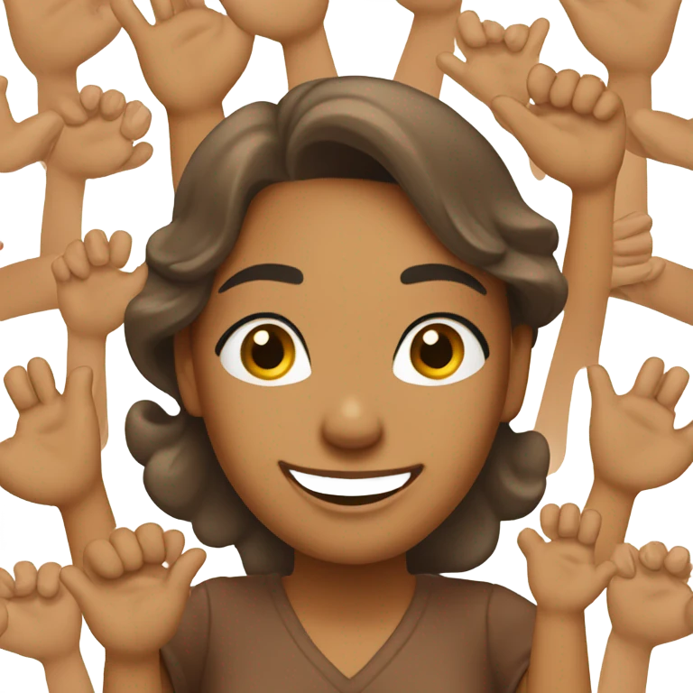 happy brown wonam and man hands up emoji