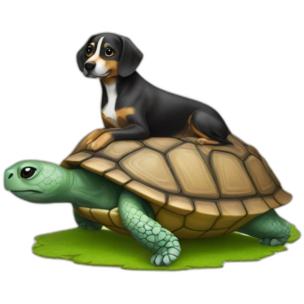 un chien sur une tortue emoji