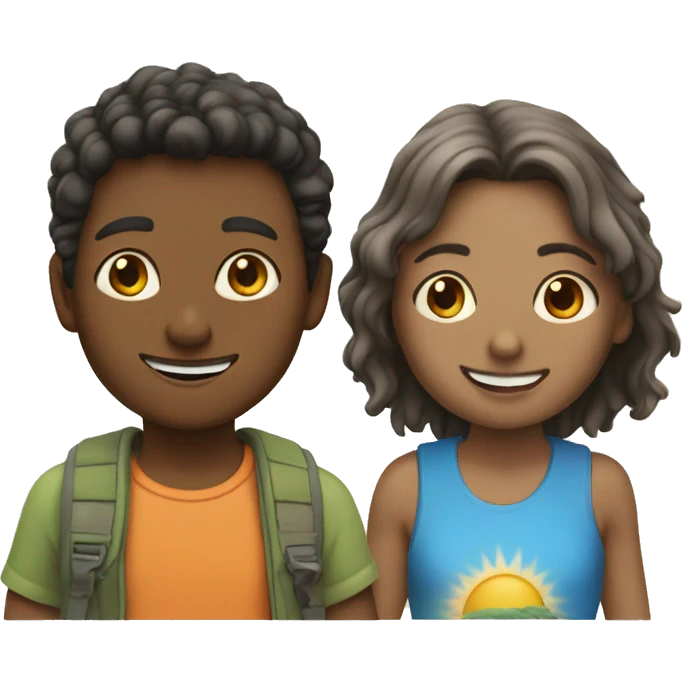 outdoor summer day with boy on the left and girl on the right emoji