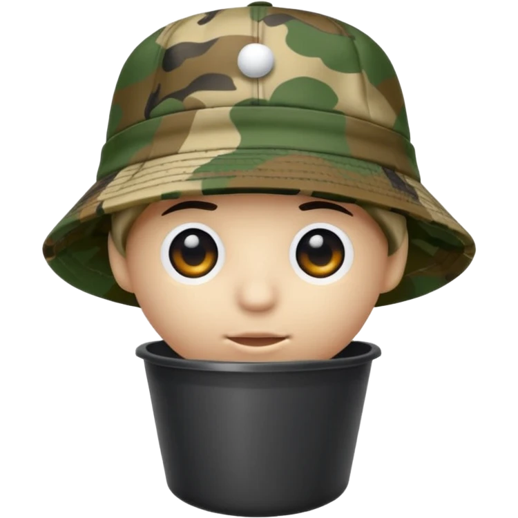 Pool que ball wearing a camo bucket hat ￼ emoji