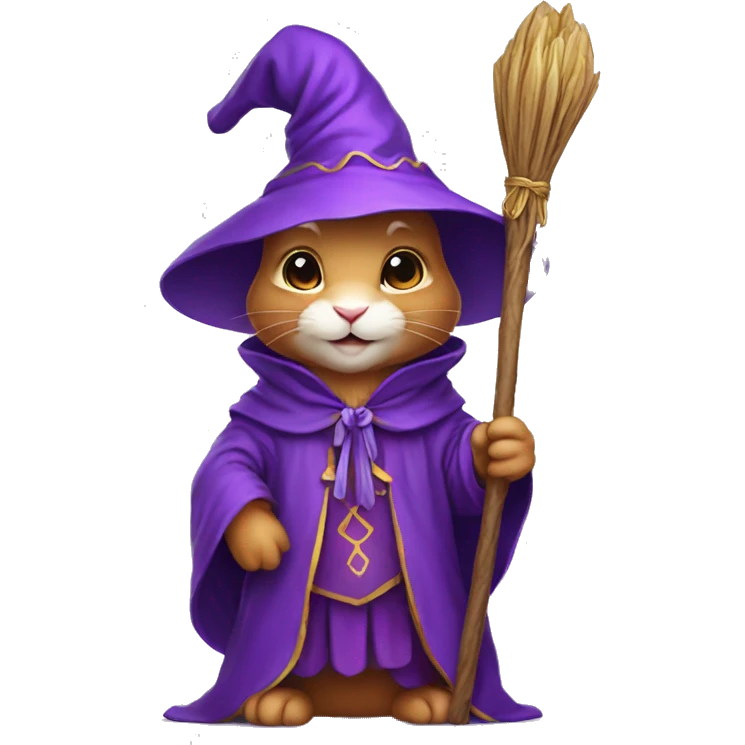 rabbit wizard purple clothes holding a carot staff emoji