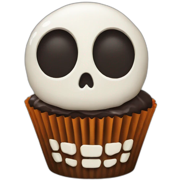 Happy Halloween skull cupcake emoji