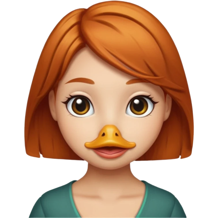 female duck with ginger hair cute emoji
