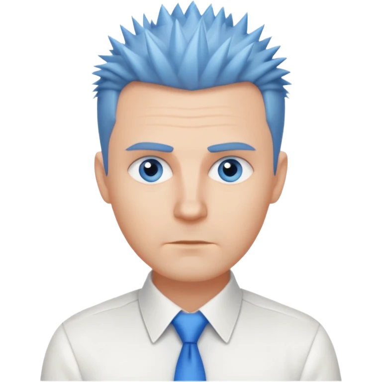 40 yr old white man short spike hair white dress shirt blue eyes no smile emoji
