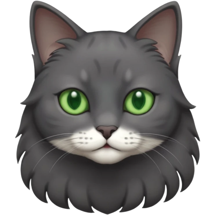 completely solid dark grey cat with green eyes and white paws emoji