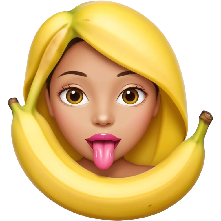 une bouche féminine qui lèche une banane emoji