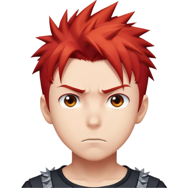 Anime boy with spiky red hair and determined expression emoji