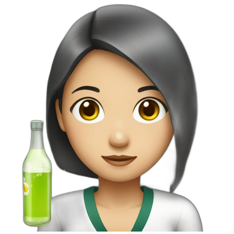 Indonesian girl with soju bottle emoji