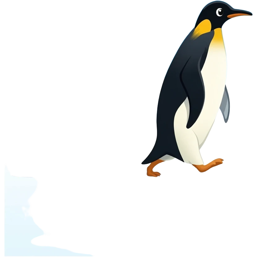 A penguin walking towards the snowy mountains in Antarctica emoji