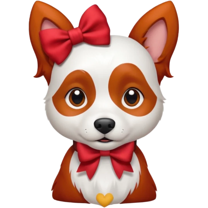 very red haired white dog with a bow on hair emoji