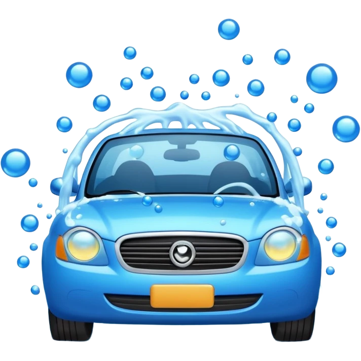 create me an image for a vertical in my super app, Car wash, entering the auto wash machine with soup...etc emoji