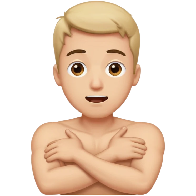 Guy with eyes rolling back and mouth open with arms crossed over neck  emoji