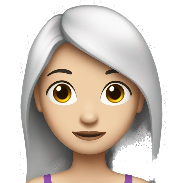 pale woman long black hair doing yoga emoji
