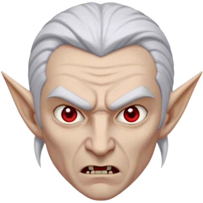 dark elf man, white hair, angry emoji