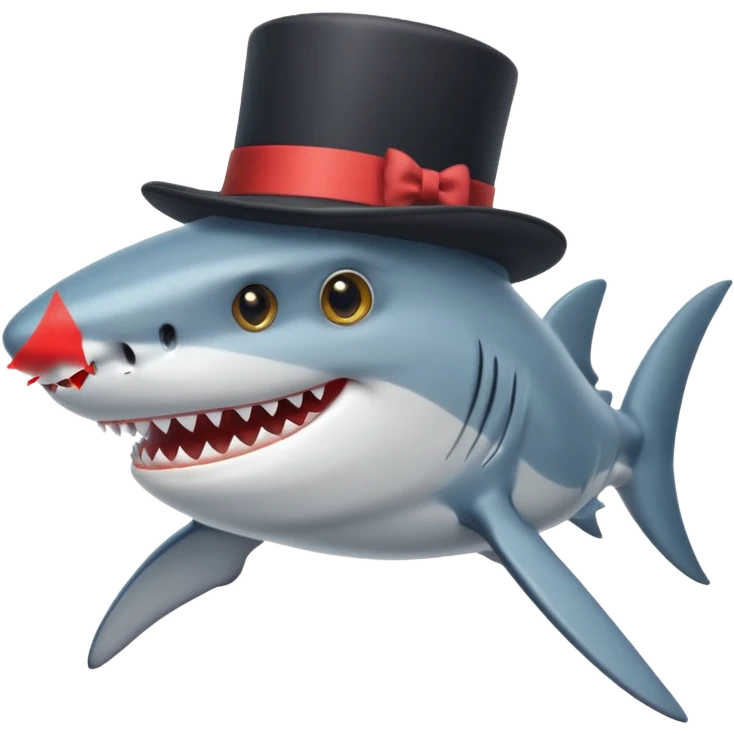 Shark with a top hat emoji