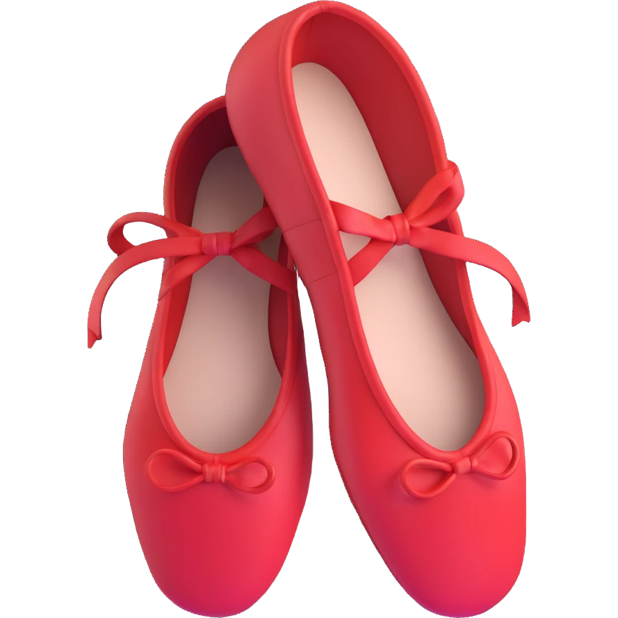 red ballet shoes top view emoji