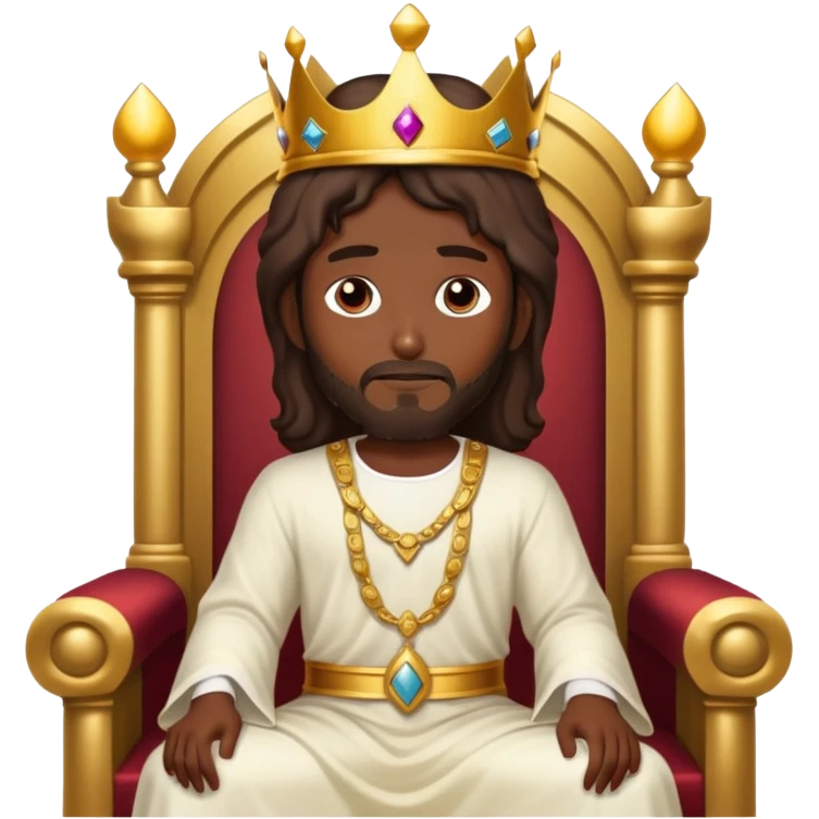 Dark skin Jesus on the Throne with Gold crown  emoji