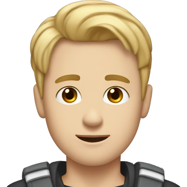 Guy with short straight hair and volume his hair is dirty blonde and he has blueish eyes wearing a cross chain around his neck he has white skin  emoji