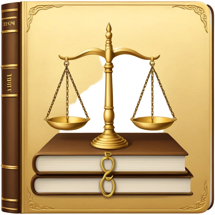 law textbook, thick book with scales of justice on the cover emoji