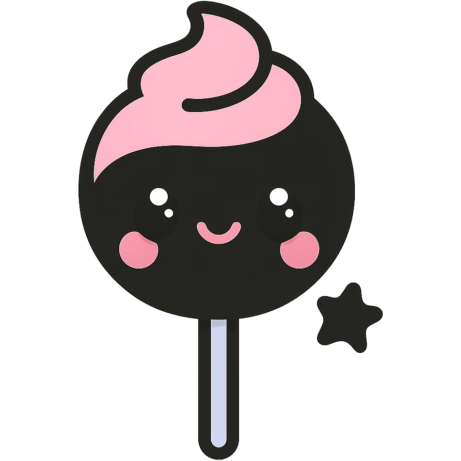 gothic lollipop, black and pink, kawaii style emoji