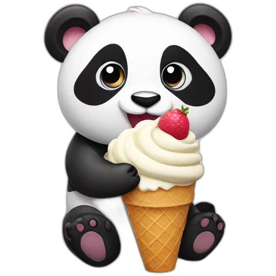 Panda eating ice cream emoji