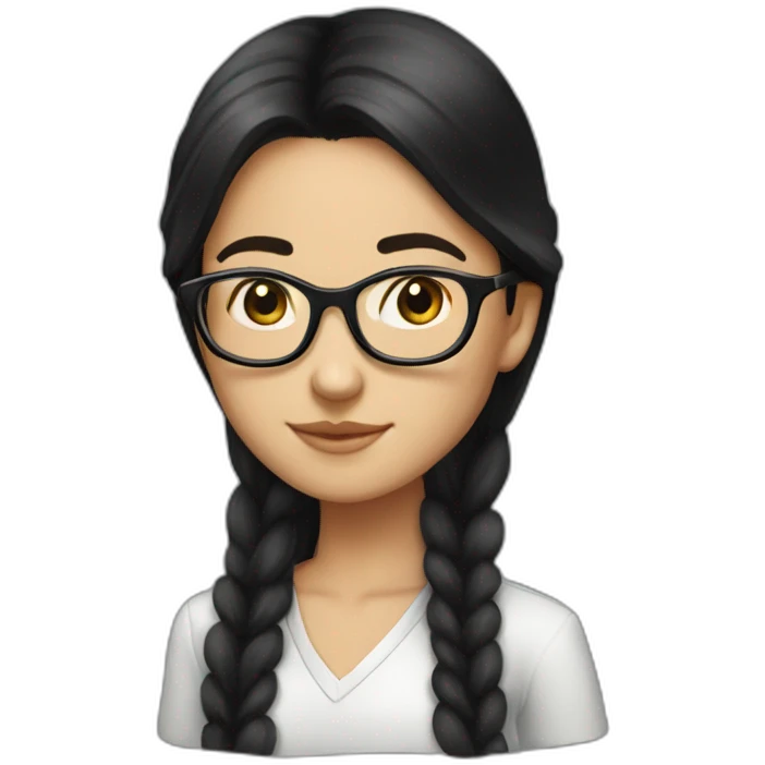 Medium long hair, black hair, glasses, straight hair,Maiden, lovely. emoji