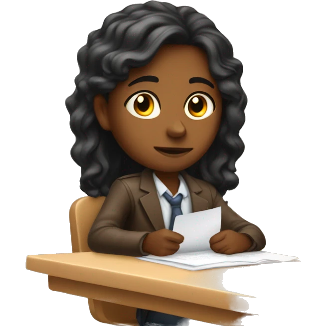 need sitting in a school desk taking an exam brown skin emoji