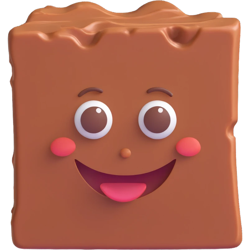a piece of brown fudge smiling, simple and cute emoji