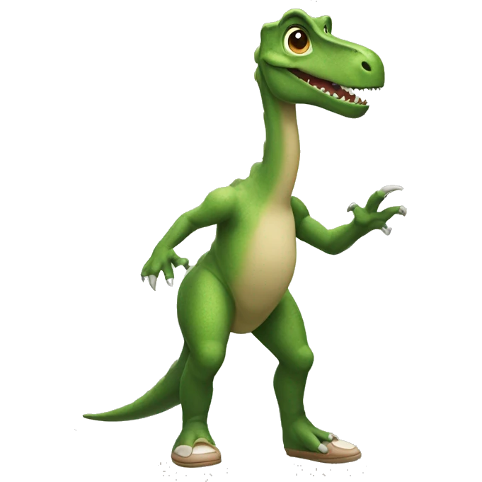 A dinosaur with ballet shoes emoji