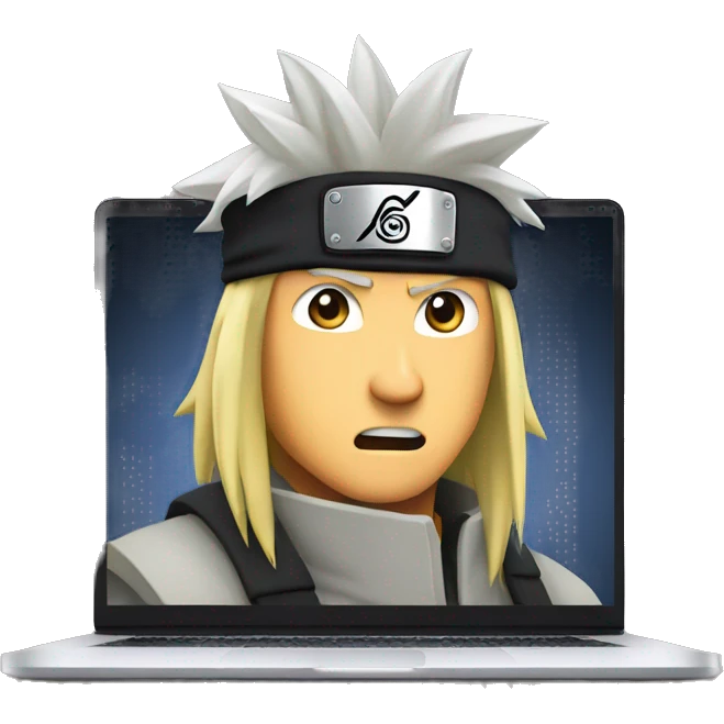 Naruto behind the MacBook emoji