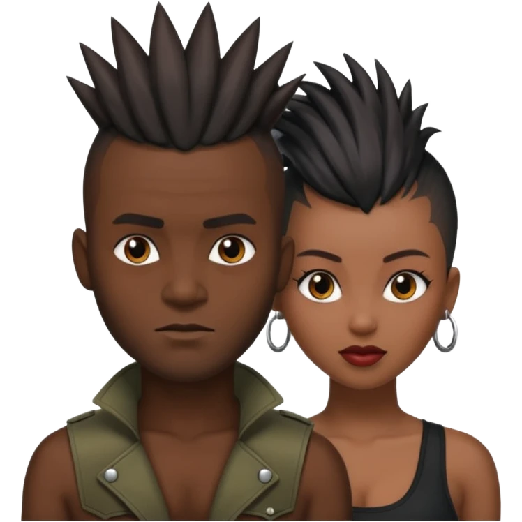 Black man with mowhak with black sexy women  emoji