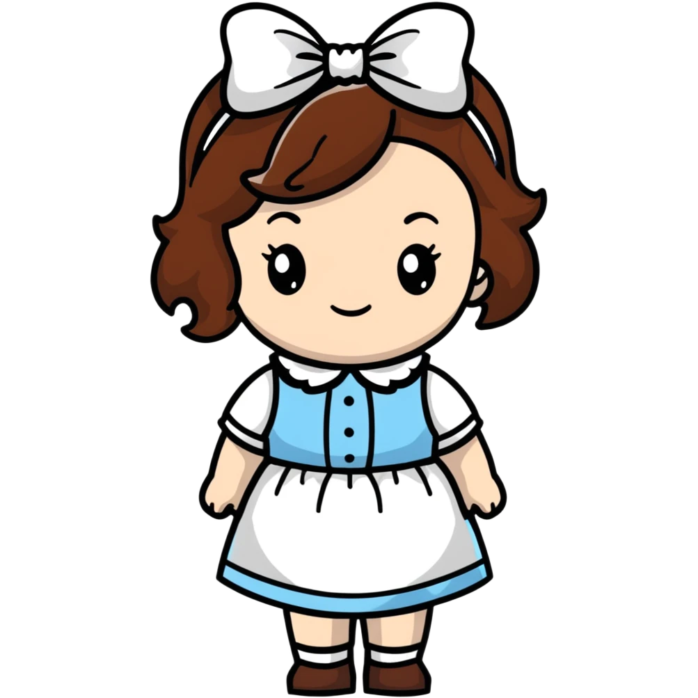 White girl with brown wavy hair and white bow on her head emoji