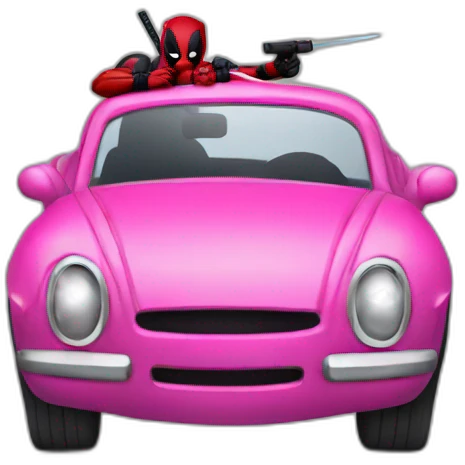 DeadPool Driving Pink Car emoji