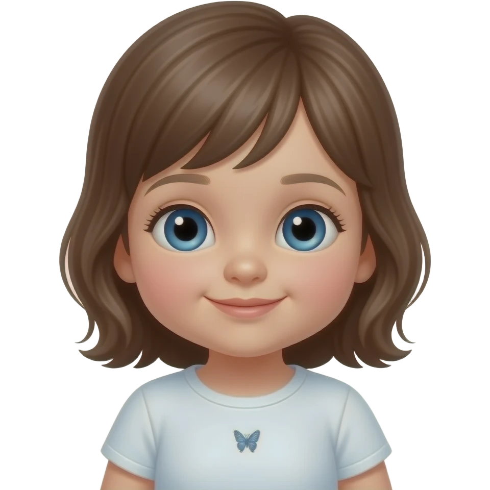 Brown hair blue eyes girl infant newborn emoji
