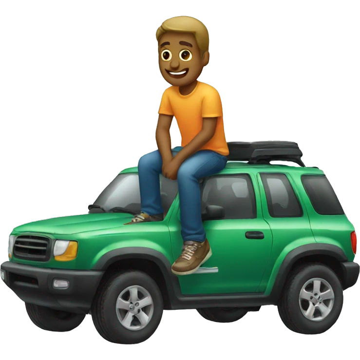man sitting on top of car emoji