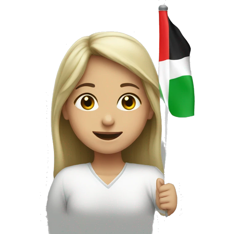 Girl wearing iraqi flag cheering emoji