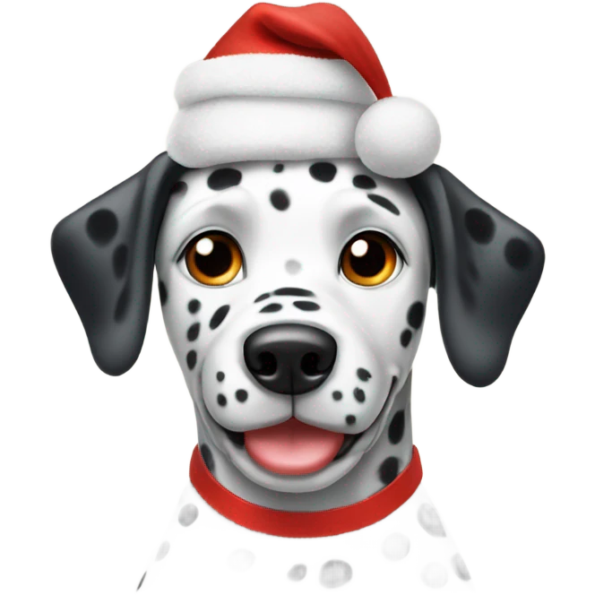 Dalmatian with Christmas hat emoji