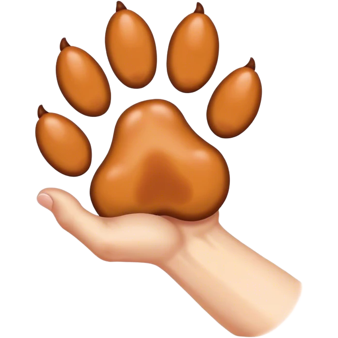 Hand holding a dog paw emoji