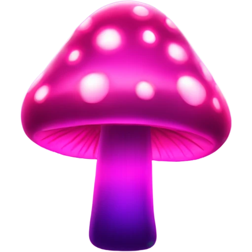 Hot pink sparkly neon glowing mushroom emoji