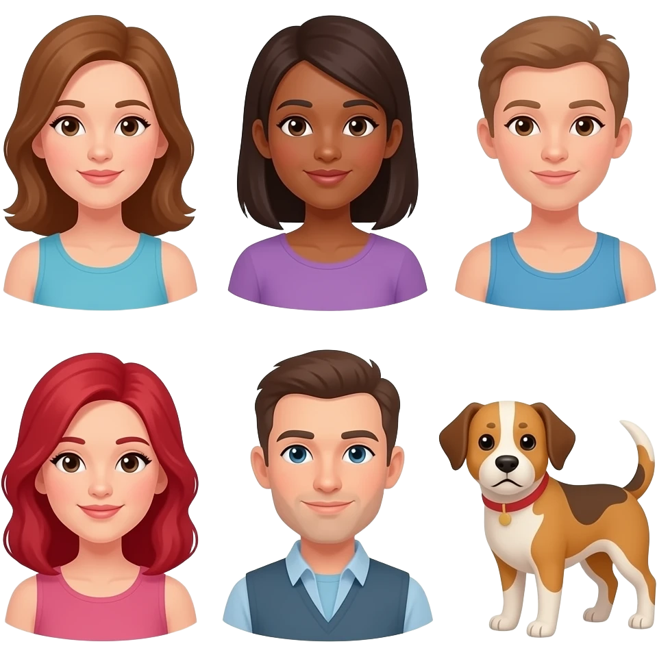👩🏼👩🏽👩🏻👩🏻‍🦰👨🏻🐶🐶🐶 emoji