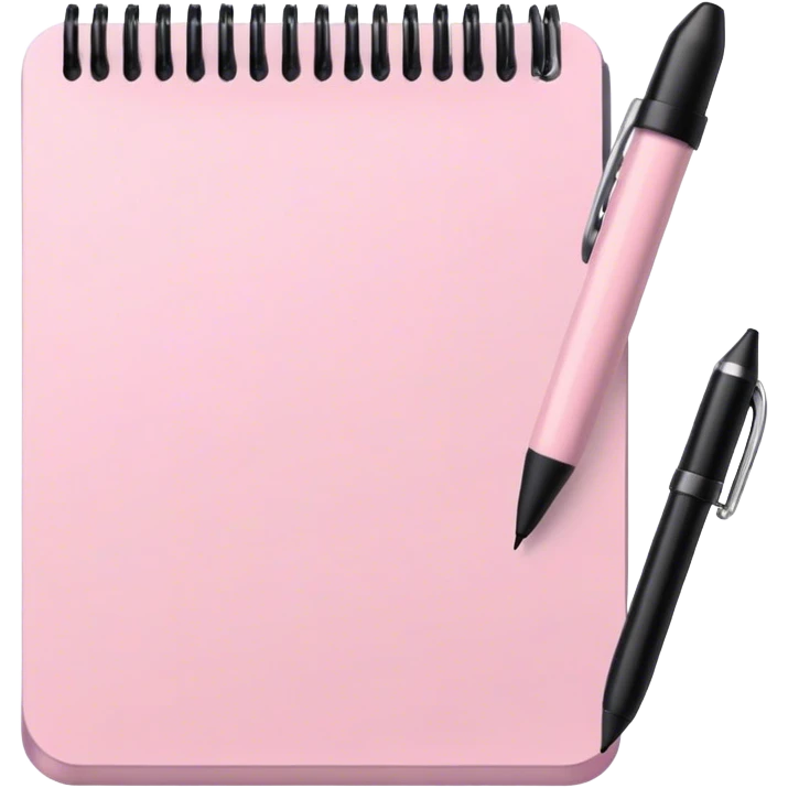 Pale pink notepad with pen emoji