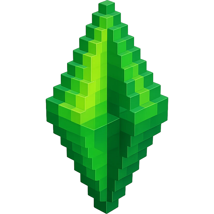 Sims-inspired plumbob, green, 3D, with a slight tilt, stylized like in The Sims game emoji