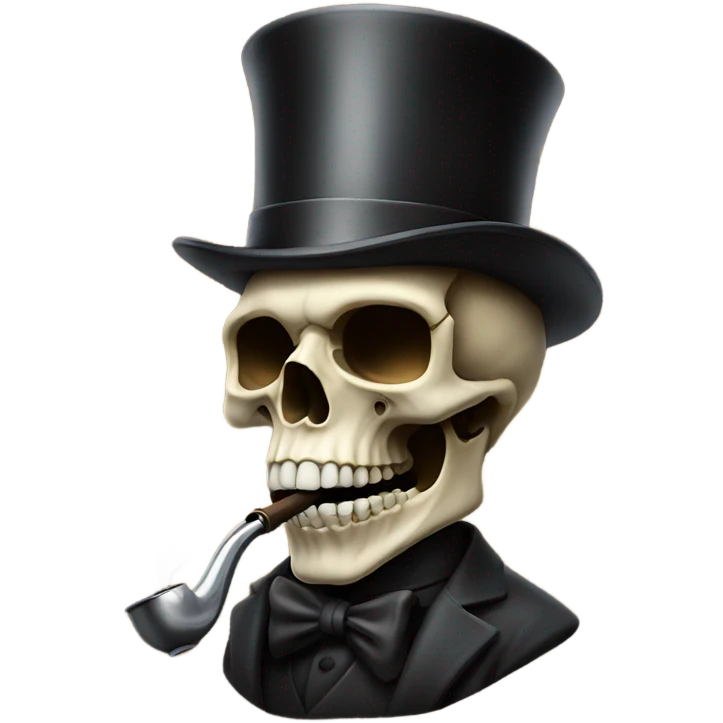 Skull top hat smoking emoji