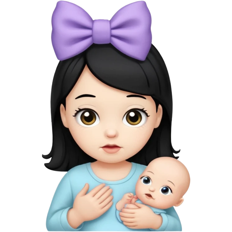 Premature baby smaller than a raisin black hair wearing a bow  emoji