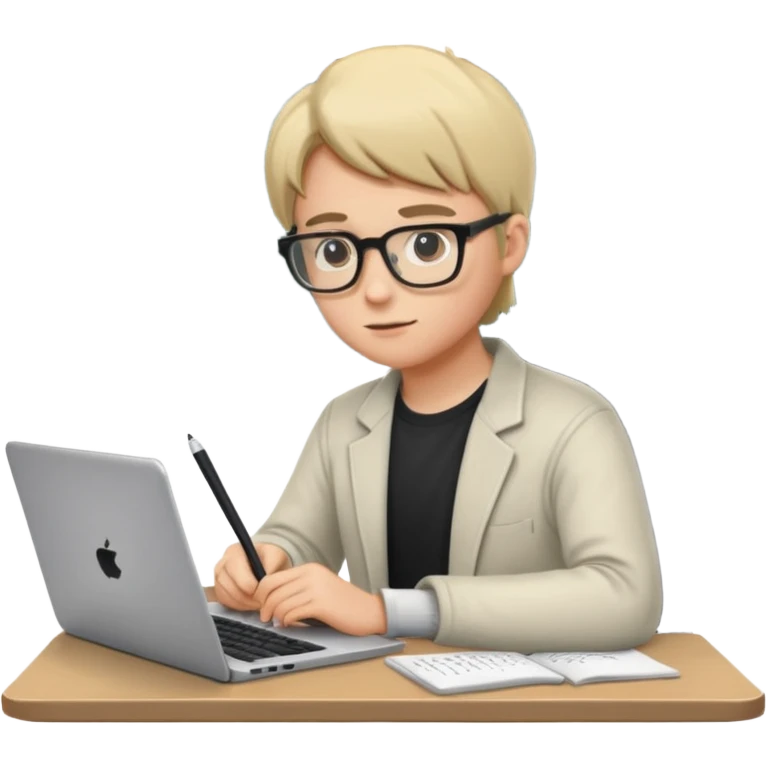 a student working in a laptop with batch code expert emoji