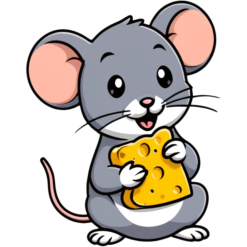 cartoon mouse jerry eating cheese emoji